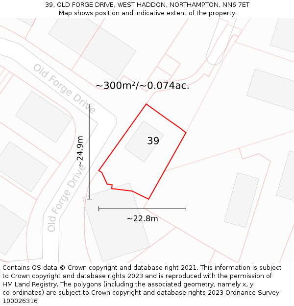 39, OLD FORGE DRIVE, WEST HADDON, NORTHAMPTON, NN6 7ET: Plot and title map