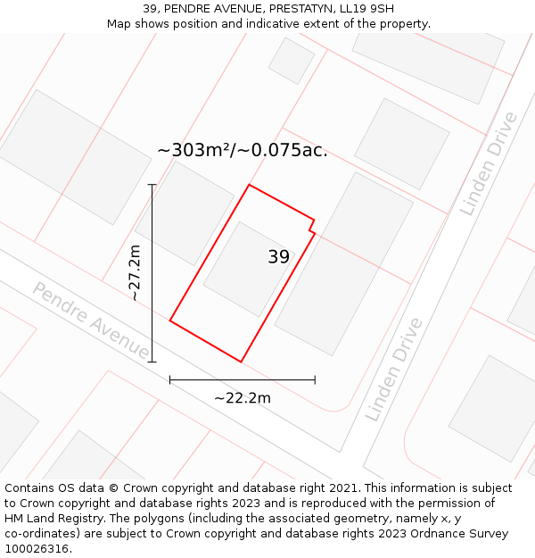 39, PENDRE AVENUE, PRESTATYN, LL19 9SH: Plot and title map