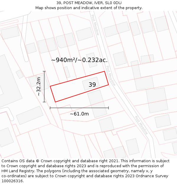 39, POST MEADOW, IVER, SL0 0DU: Plot and title map