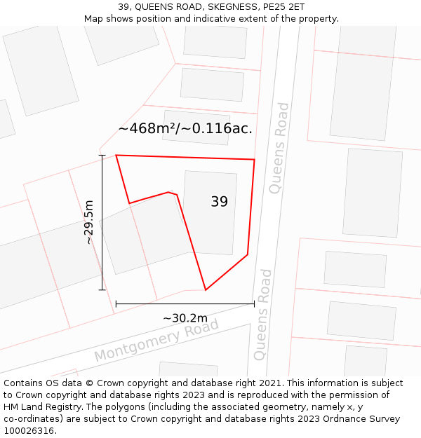 39, QUEENS ROAD, SKEGNESS, PE25 2ET: Plot and title map
