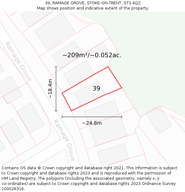 39, RAMAGE GROVE, STOKE-ON-TRENT, ST3 4QZ: Plot and title map