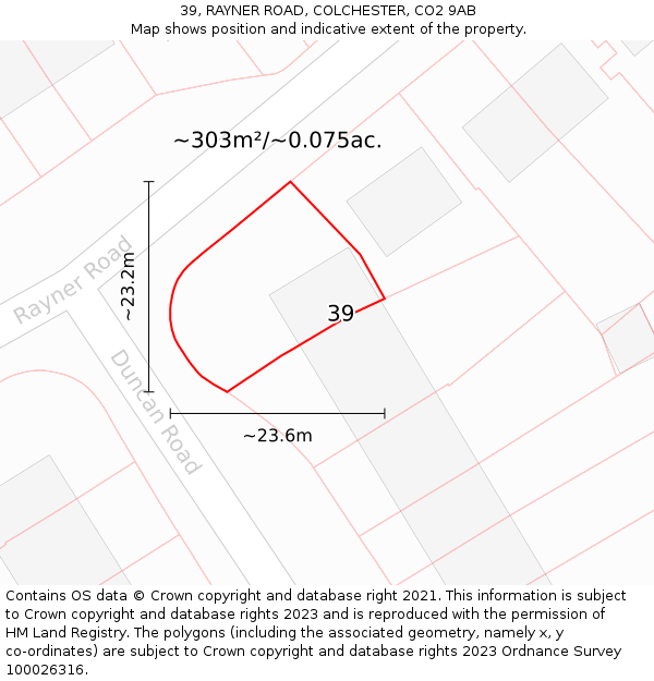 39, RAYNER ROAD, COLCHESTER, CO2 9AB: Plot and title map