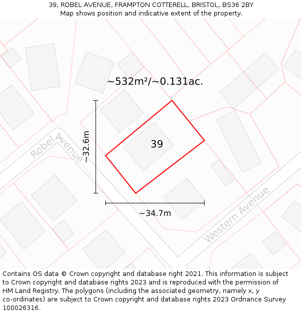 39, ROBEL AVENUE, FRAMPTON COTTERELL, BRISTOL, BS36 2BY: Plot and title map
