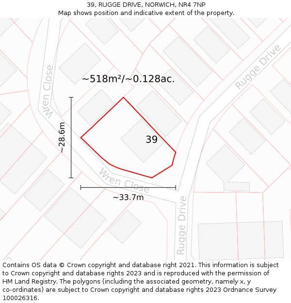 39, RUGGE DRIVE, NORWICH, NR4 7NP: Plot and title map