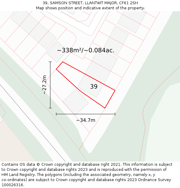 39, SAMSON STREET, LLANTWIT MAJOR, CF61 2SH: Plot and title map