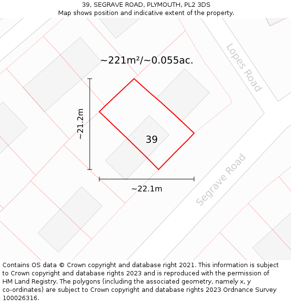 39, SEGRAVE ROAD, PLYMOUTH, PL2 3DS: Plot and title map