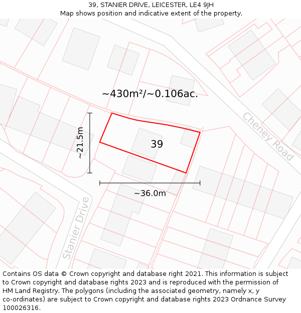 39, STANIER DRIVE, LEICESTER, LE4 9JH: Plot and title map