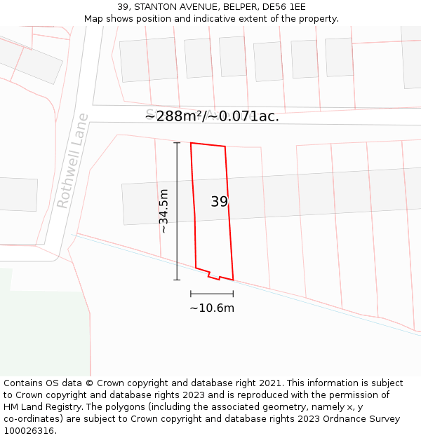 39, STANTON AVENUE, BELPER, DE56 1EE: Plot and title map