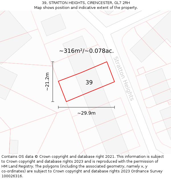 39, STRATTON HEIGHTS, CIRENCESTER, GL7 2RH: Plot and title map