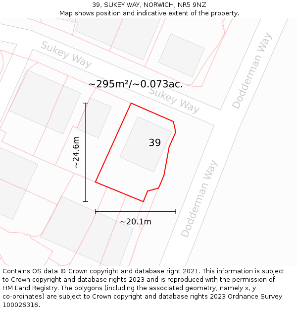 39, SUKEY WAY, NORWICH, NR5 9NZ: Plot and title map