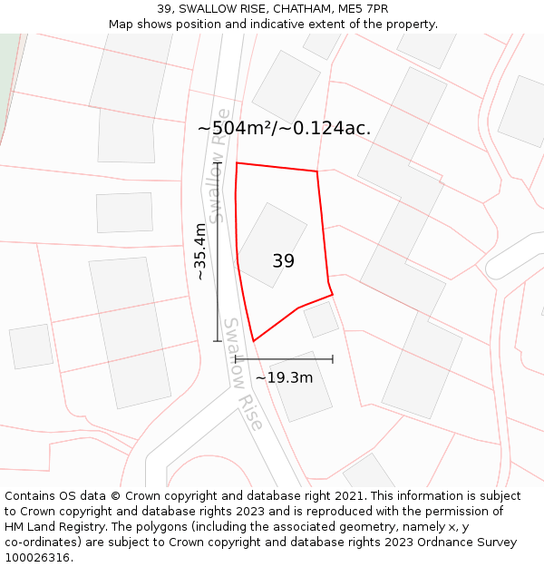 39, SWALLOW RISE, CHATHAM, ME5 7PR: Plot and title map