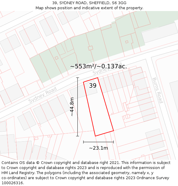 39, SYDNEY ROAD, SHEFFIELD, S6 3GG: Plot and title map