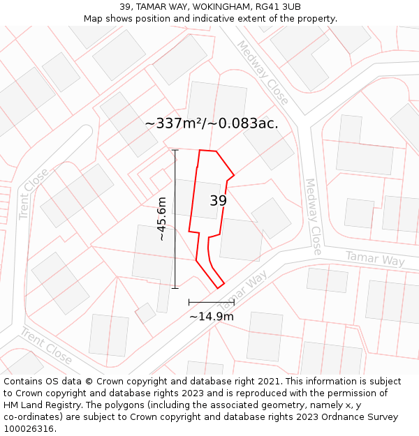 39, TAMAR WAY, WOKINGHAM, RG41 3UB: Plot and title map