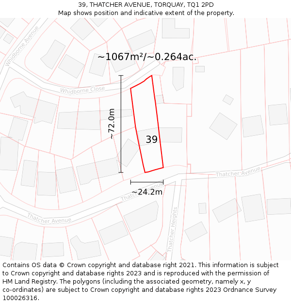 39, THATCHER AVENUE, TORQUAY, TQ1 2PD: Plot and title map