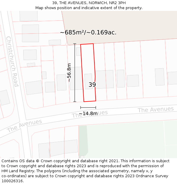 39, THE AVENUES, NORWICH, NR2 3PH: Plot and title map