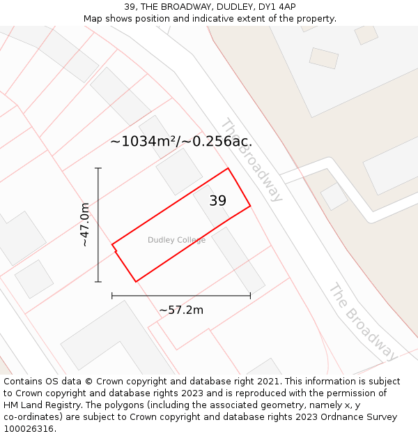 39, THE BROADWAY, DUDLEY, DY1 4AP: Plot and title map