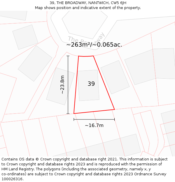 39, THE BROADWAY, NANTWICH, CW5 6JH: Plot and title map