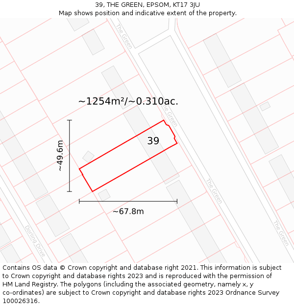 39, THE GREEN, EPSOM, KT17 3JU: Plot and title map