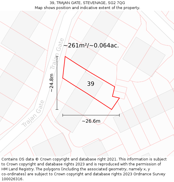 39, TRAJAN GATE, STEVENAGE, SG2 7QG: Plot and title map