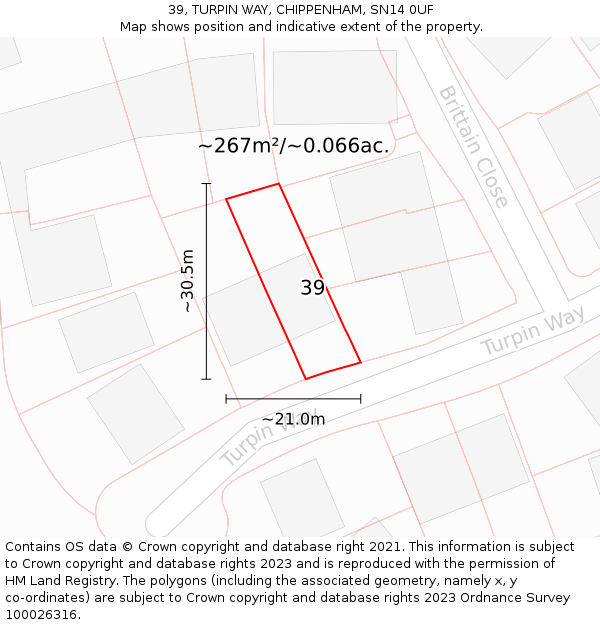 39, TURPIN WAY, CHIPPENHAM, SN14 0UF: Plot and title map