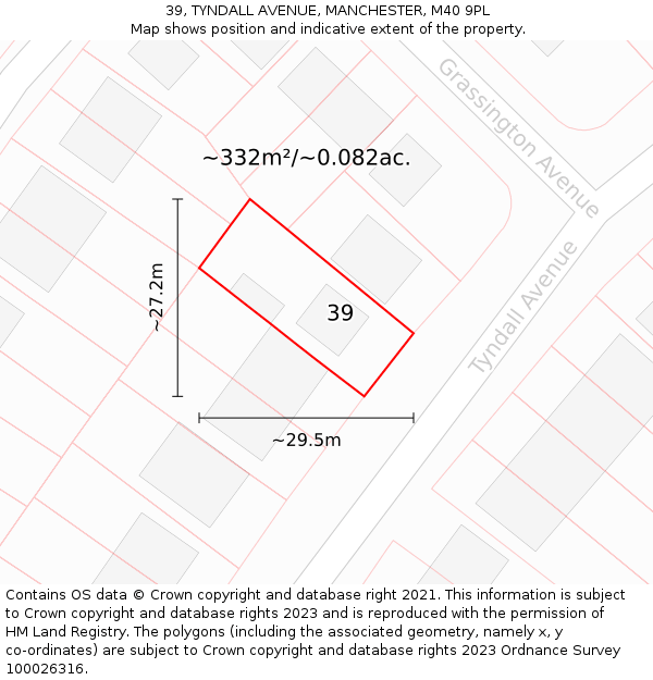 39, TYNDALL AVENUE, MANCHESTER, M40 9PL: Plot and title map