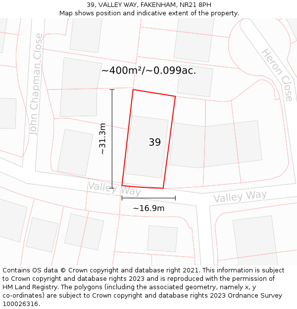 39, VALLEY WAY, FAKENHAM, NR21 8PH: Plot and title map