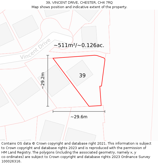 39, VINCENT DRIVE, CHESTER, CH4 7RQ: Plot and title map