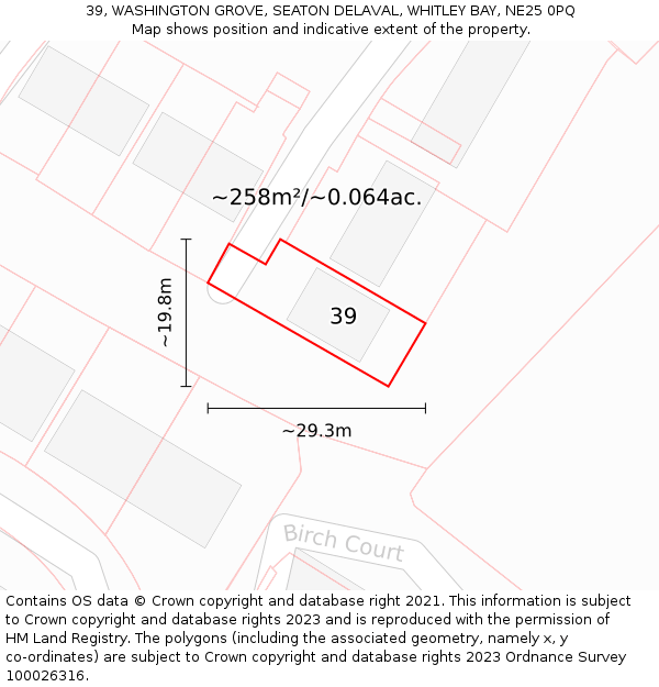 39, WASHINGTON GROVE, SEATON DELAVAL, WHITLEY BAY, NE25 0PQ: Plot and title map