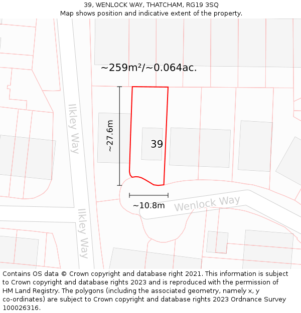 39, WENLOCK WAY, THATCHAM, RG19 3SQ: Plot and title map