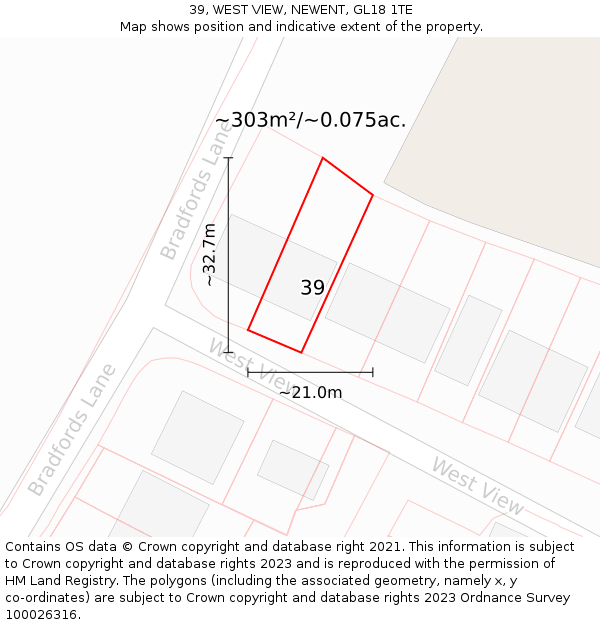 39, WEST VIEW, NEWENT, GL18 1TE: Plot and title map