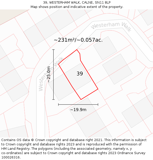 39, WESTERHAM WALK, CALNE, SN11 8LP: Plot and title map