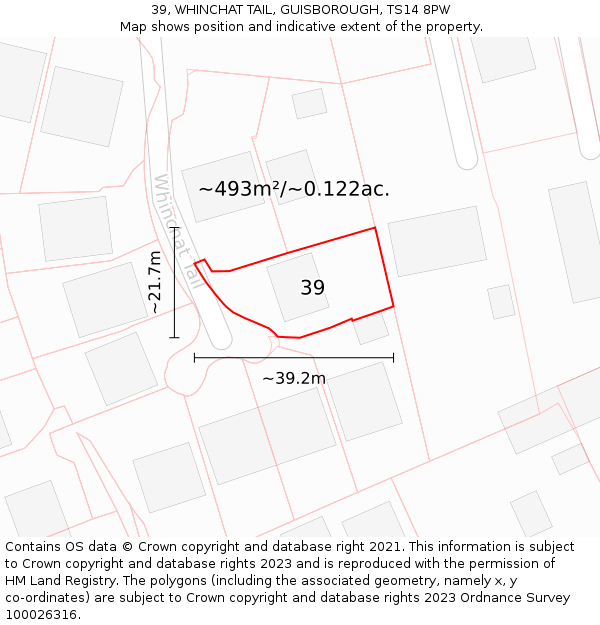 39, WHINCHAT TAIL, GUISBOROUGH, TS14 8PW: Plot and title map