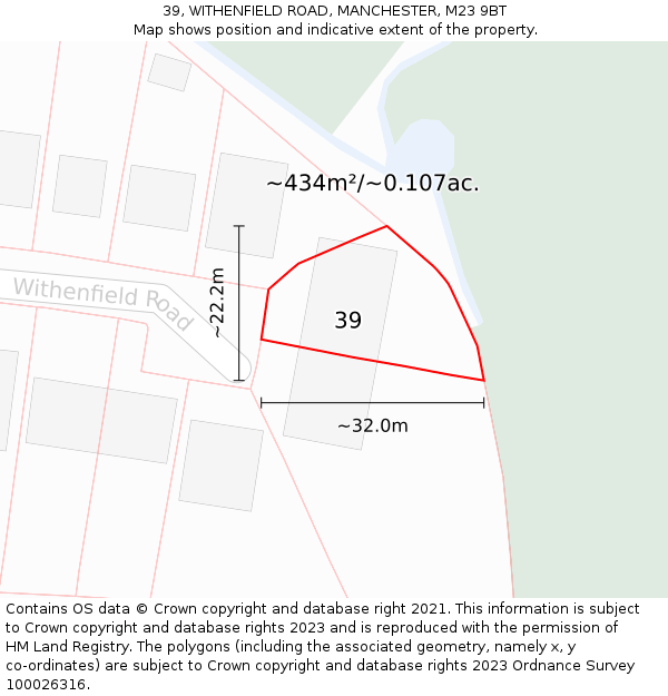 39, WITHENFIELD ROAD, MANCHESTER, M23 9BT: Plot and title map