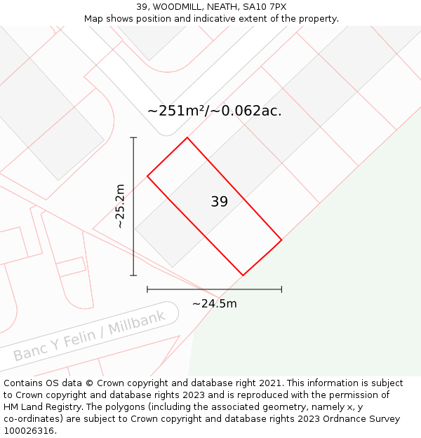 39, WOODMILL, NEATH, SA10 7PX: Plot and title map