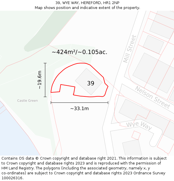 39, WYE WAY, HEREFORD, HR1 2NP: Plot and title map