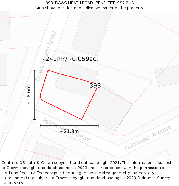 393, DAWS HEATH ROAD, BENFLEET, SS7 2UA: Plot and title map