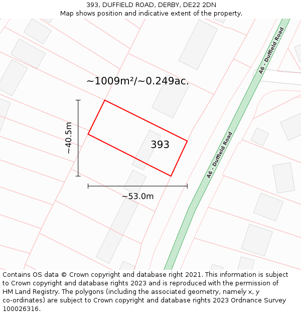 393, DUFFIELD ROAD, DERBY, DE22 2DN: Plot and title map