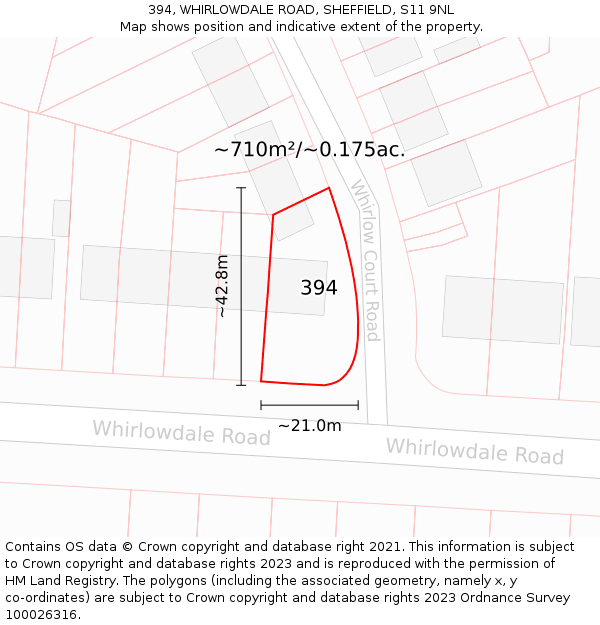 394, WHIRLOWDALE ROAD, SHEFFIELD, S11 9NL: Plot and title map