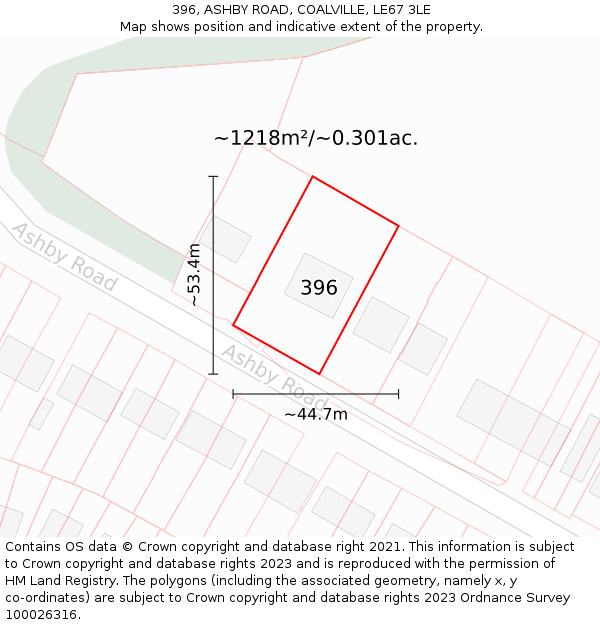 396, ASHBY ROAD, COALVILLE, LE67 3LE: Plot and title map