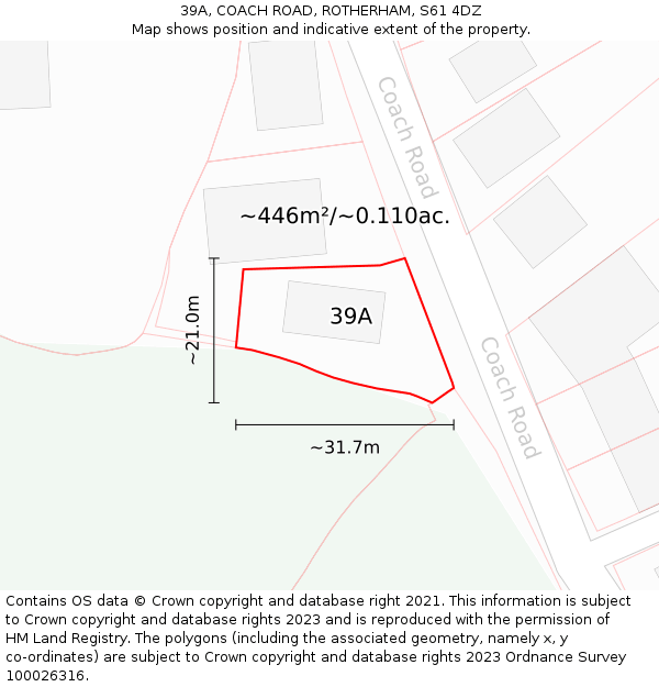 39A, COACH ROAD, ROTHERHAM, S61 4DZ: Plot and title map