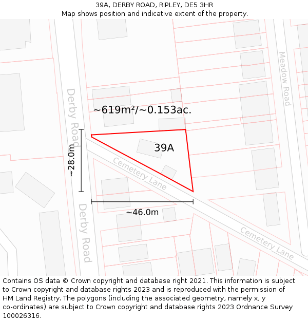 39A, DERBY ROAD, RIPLEY, DE5 3HR: Plot and title map