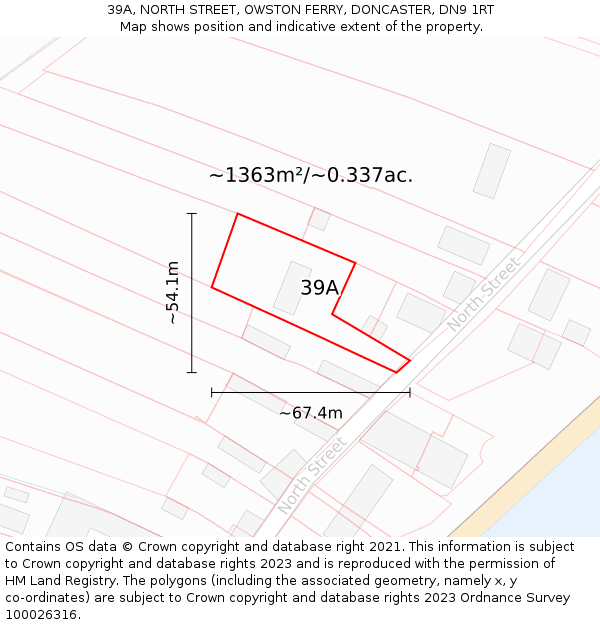 39A, NORTH STREET, OWSTON FERRY, DONCASTER, DN9 1RT: Plot and title map