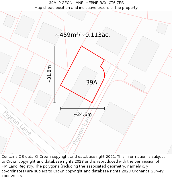 39A, PIGEON LANE, HERNE BAY, CT6 7ES: Plot and title map