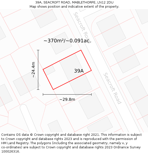 39A, SEACROFT ROAD, MABLETHORPE, LN12 2DU: Plot and title map