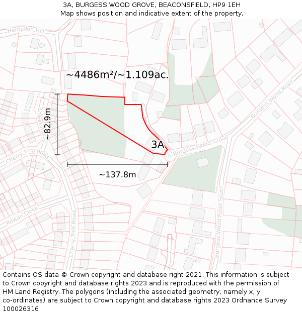 3A, BURGESS WOOD GROVE, BEACONSFIELD, HP9 1EH: Plot and title map