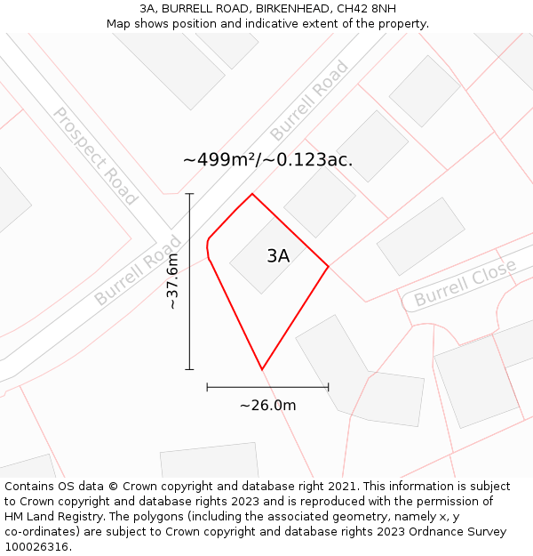 3A, BURRELL ROAD, BIRKENHEAD, CH42 8NH: Plot and title map