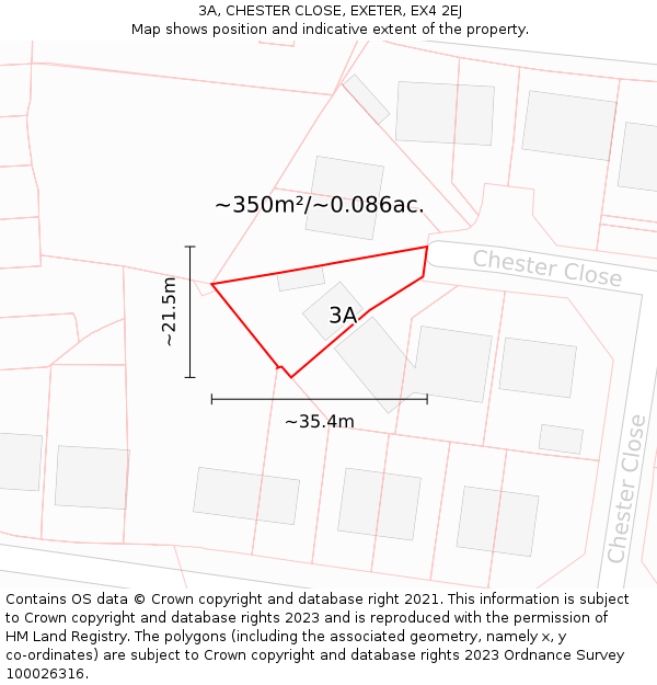 3A, CHESTER CLOSE, EXETER, EX4 2EJ: Plot and title map