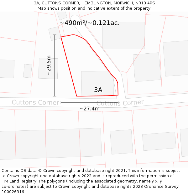 3A, CUTTONS CORNER, HEMBLINGTON, NORWICH, NR13 4PS: Plot and title map