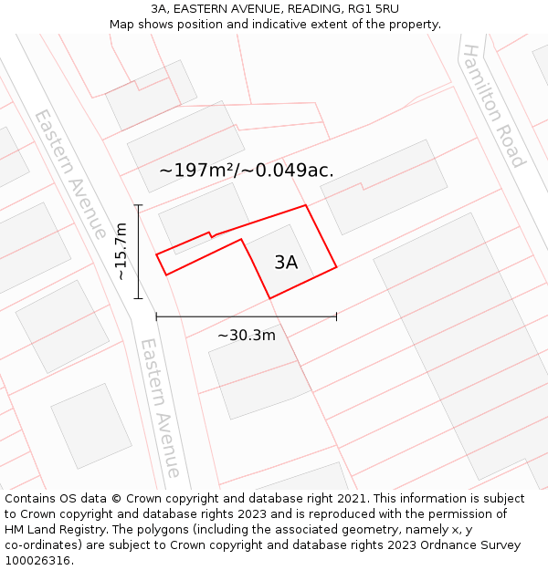 3A, EASTERN AVENUE, READING, RG1 5RU: Plot and title map