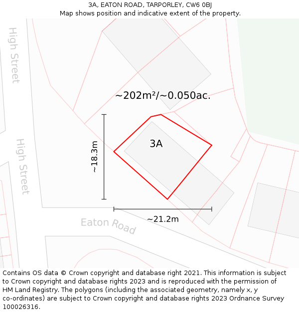 3A, EATON ROAD, TARPORLEY, CW6 0BJ: Plot and title map